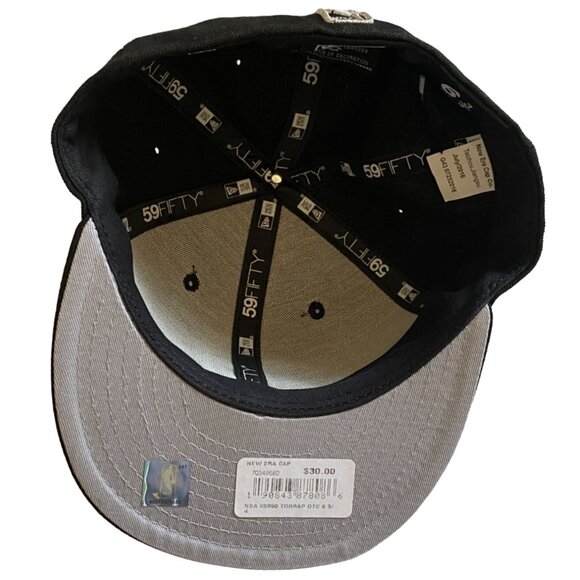 NEW ERA TORONTO RAPTORS BLACK 59FIFTY MENS FITTED HAT-SIZE 6 3/4-NEW - Picture 5 of 7